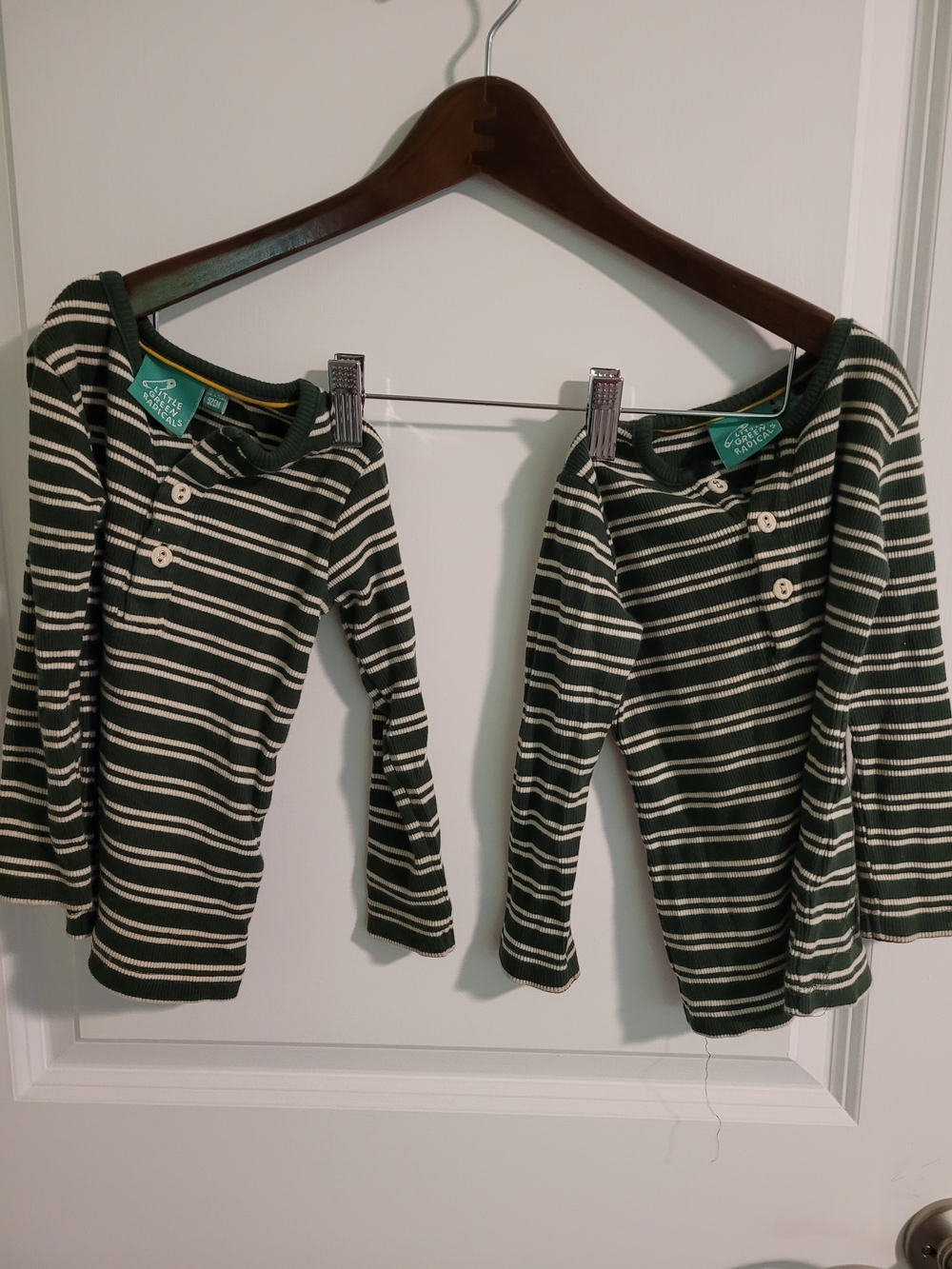 Little Green Radicals Green & White Striped Ribbed Top Twin Set